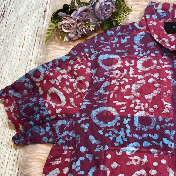 NWT ROLLA’S Men’s Bon Batik Geometric Button Down Shirt sz M - Picture 2 of 11